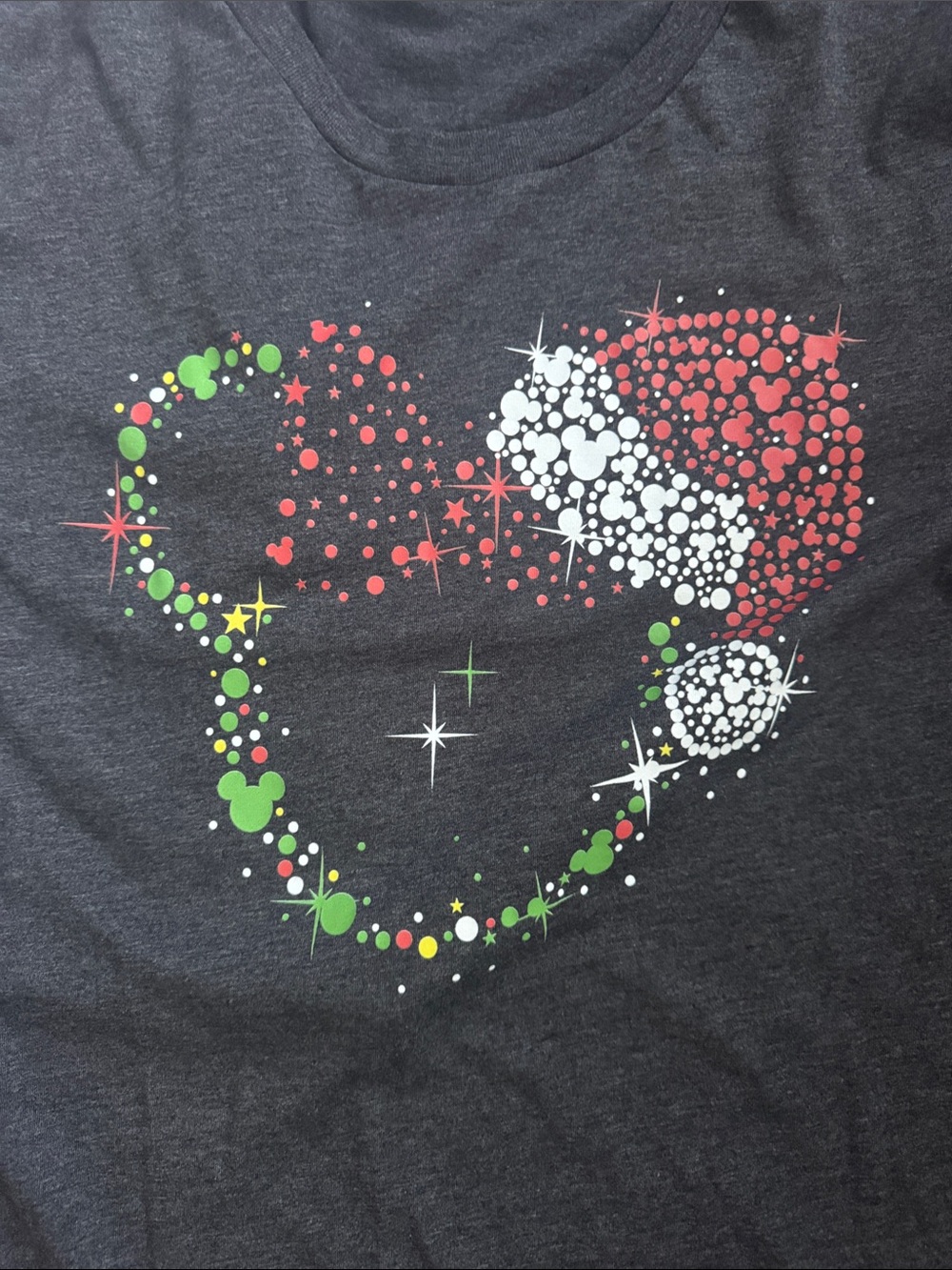 Disney Women's White Minnie Bow & Charcoal Mickey Holiday Tee Set - Picture 2 of 13
